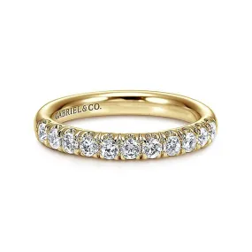 14K Yellow Gold 11 Stone French Pavé Diamond Wedding Band