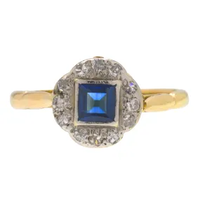 18ct Gold Sapphire Diamond Cluster Ring