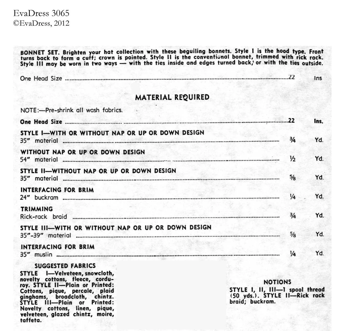 1937 Bonnets Acc30-3065