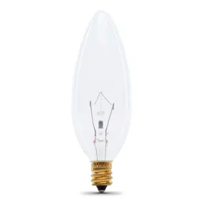 25W Soft White (2700K) E12 Base B10 Dimmable Clear Incandescent Straight Tip Chandelier Light Bulb (4-Pack)