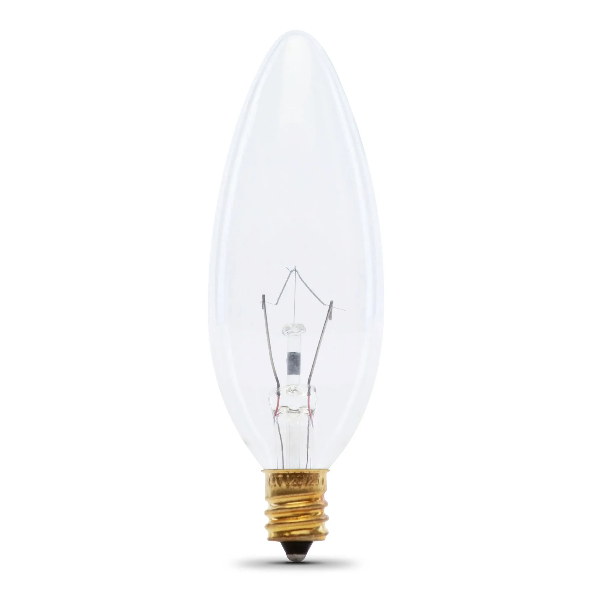 25W Soft White (2700K) E12 Base B10 Dimmable Clear Incandescent Straight Tip Chandelier Light Bulb (4-Pack)