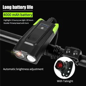 4000mAh Smart Induction Bicycle Front Light Set USB Rechargeable 800 Lumen LED Bike Light with Horn Bike Lamp Cycling FlashLight