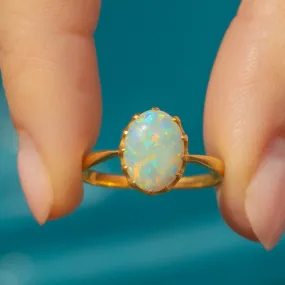 Antique 18ct Gold Opal Solitaire Ring, 0.60ct