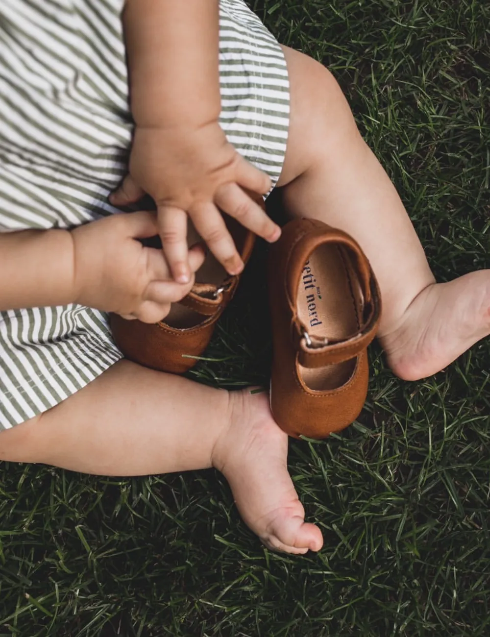 Ballerina Shoe with Velcro - Cognac