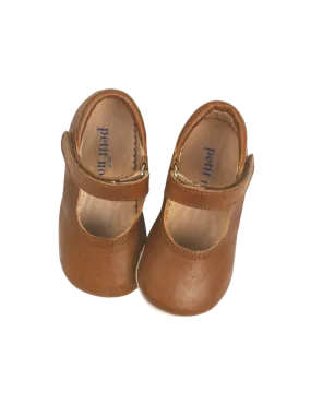 Ballerina Shoe with Velcro - Cognac