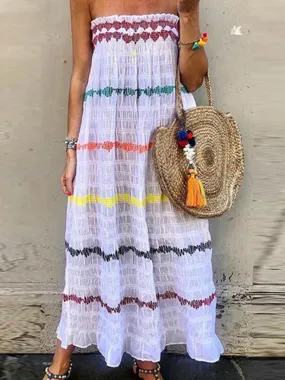 Bohemian Striped Casual Long Dress