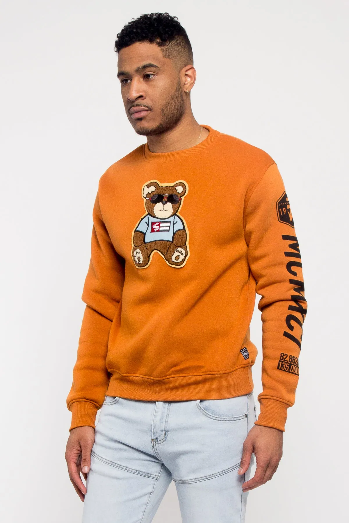 Chenille Bear Patch Fleece Crewneck