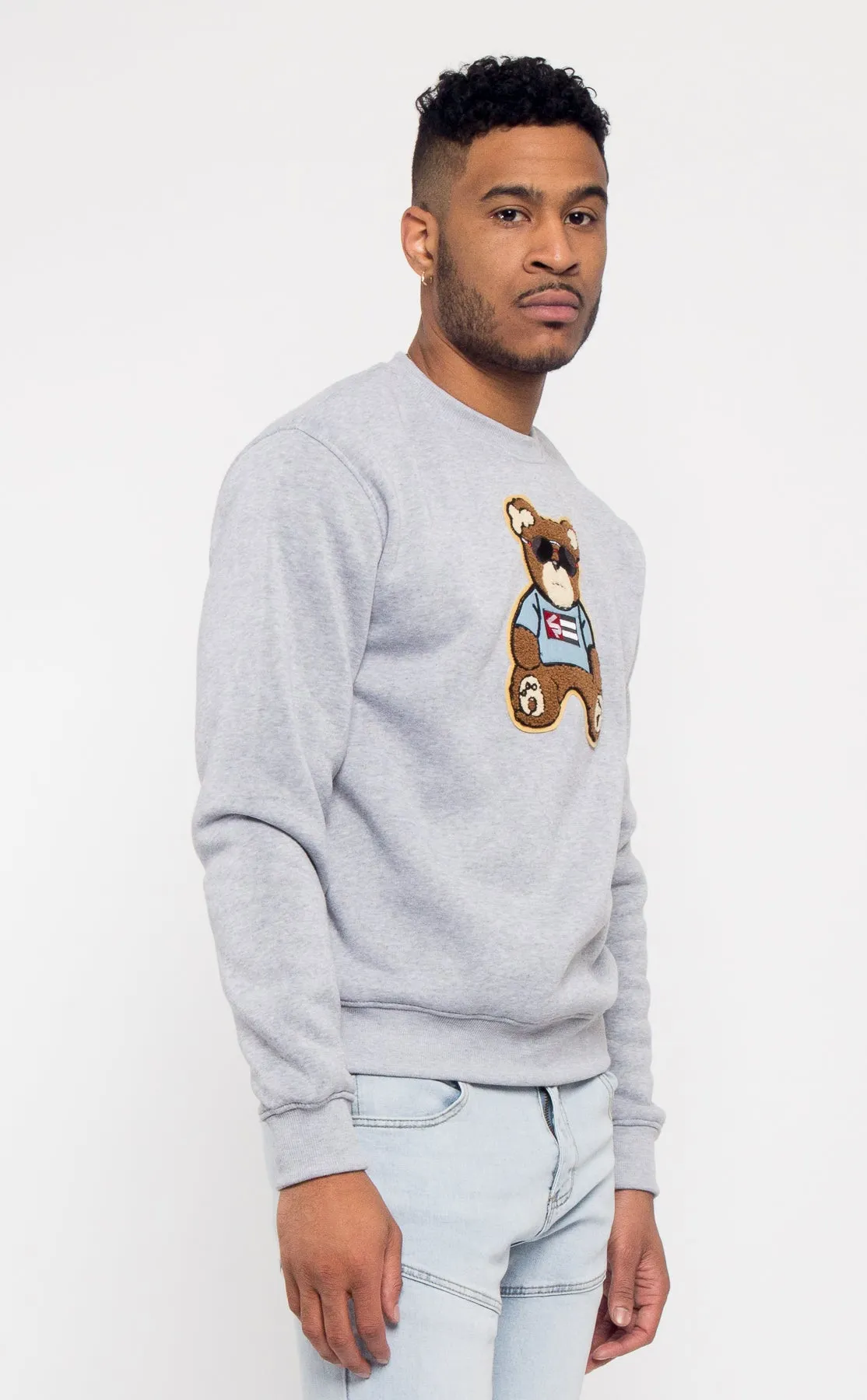 Chenille Bear Patch Fleece Crewneck