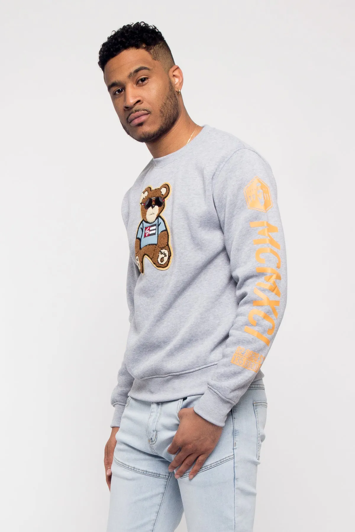 Chenille Bear Patch Fleece Crewneck