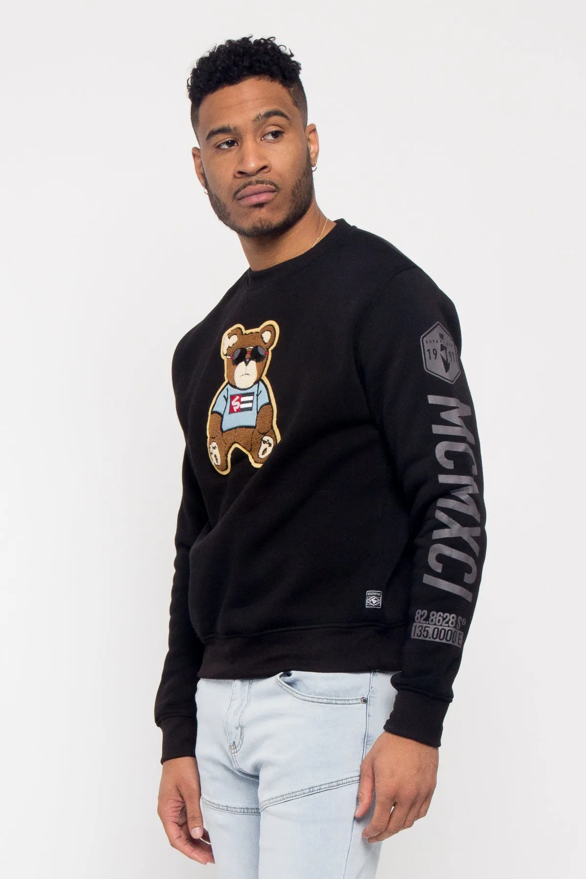 Chenille Bear Patch Fleece Crewneck