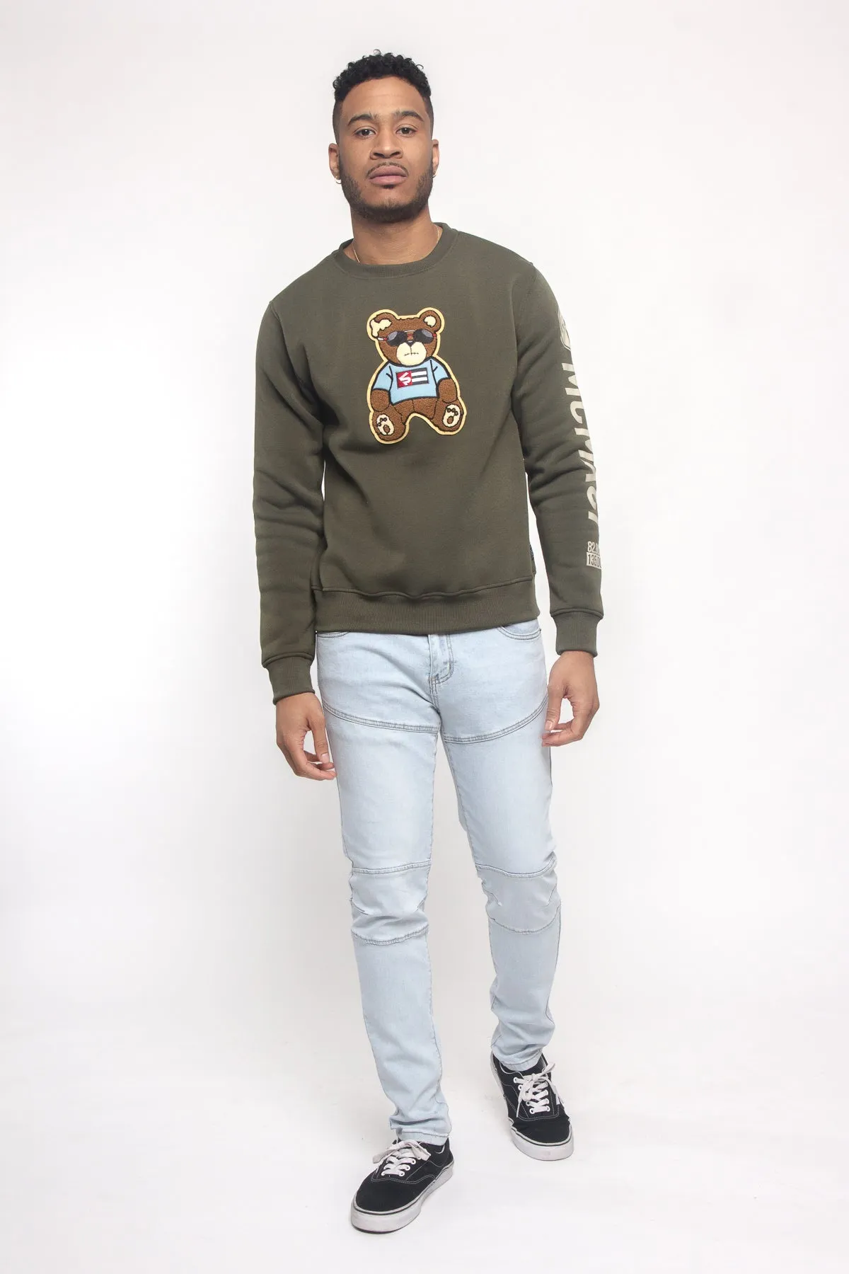 Chenille Bear Patch Fleece Crewneck