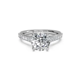 French-Set Surprise Diamond Round Diamond Engagement Ring