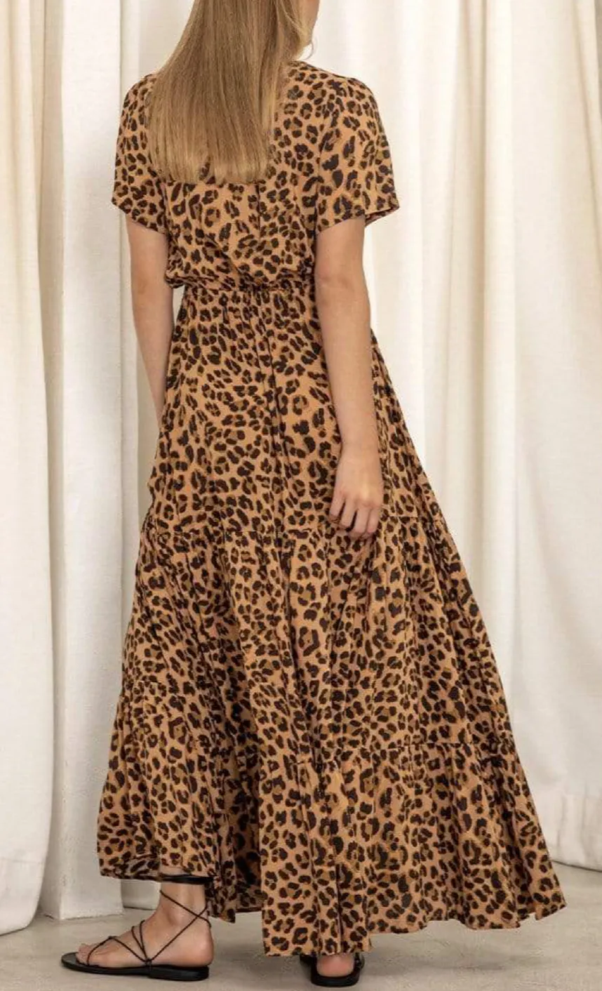 Hazel Leopard Tie Front Maxi Dress