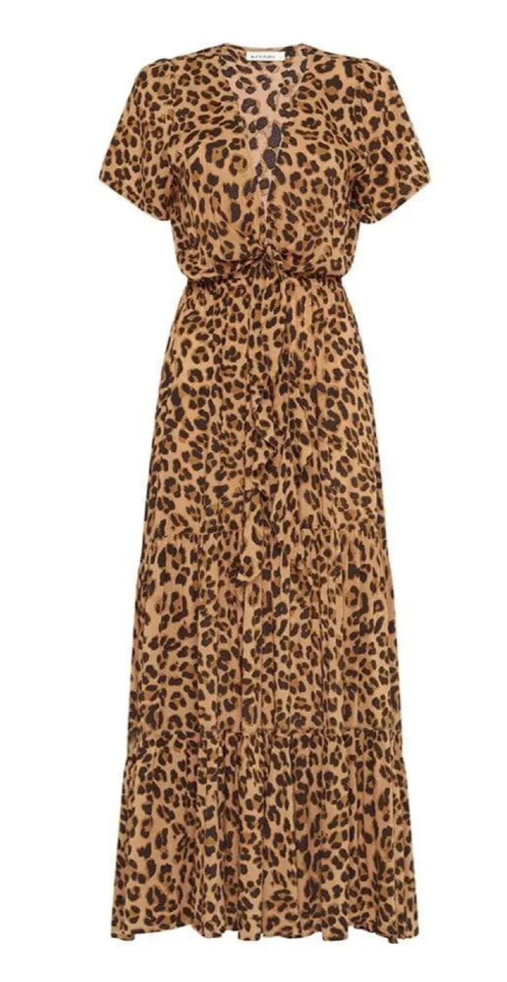 Hazel Leopard Tie Front Maxi Dress