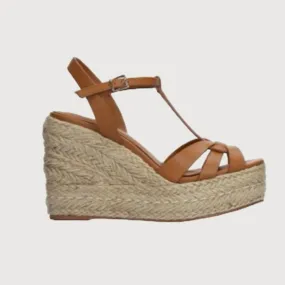 Lola Cruz Emily Tan Leather Wedges