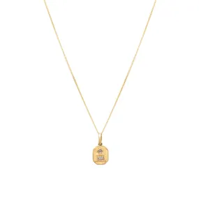 Love Token Necklace Square | 14k Gold & Diamond