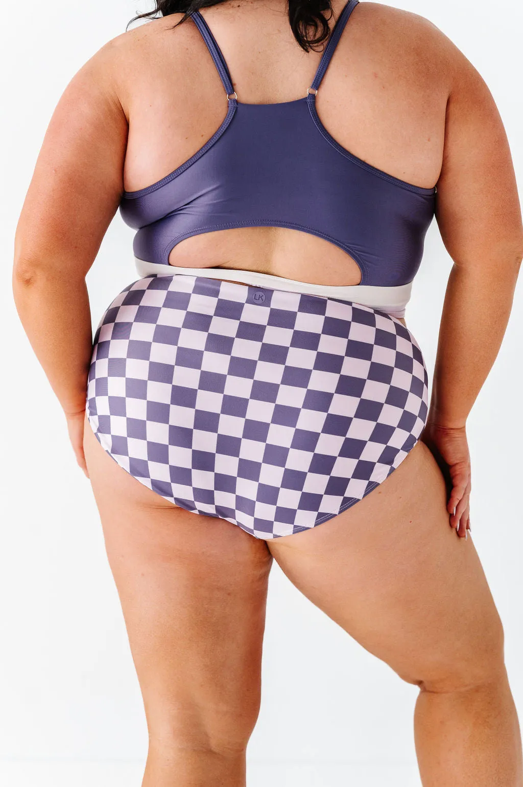 Mid Rise Bottoms in Purple Check