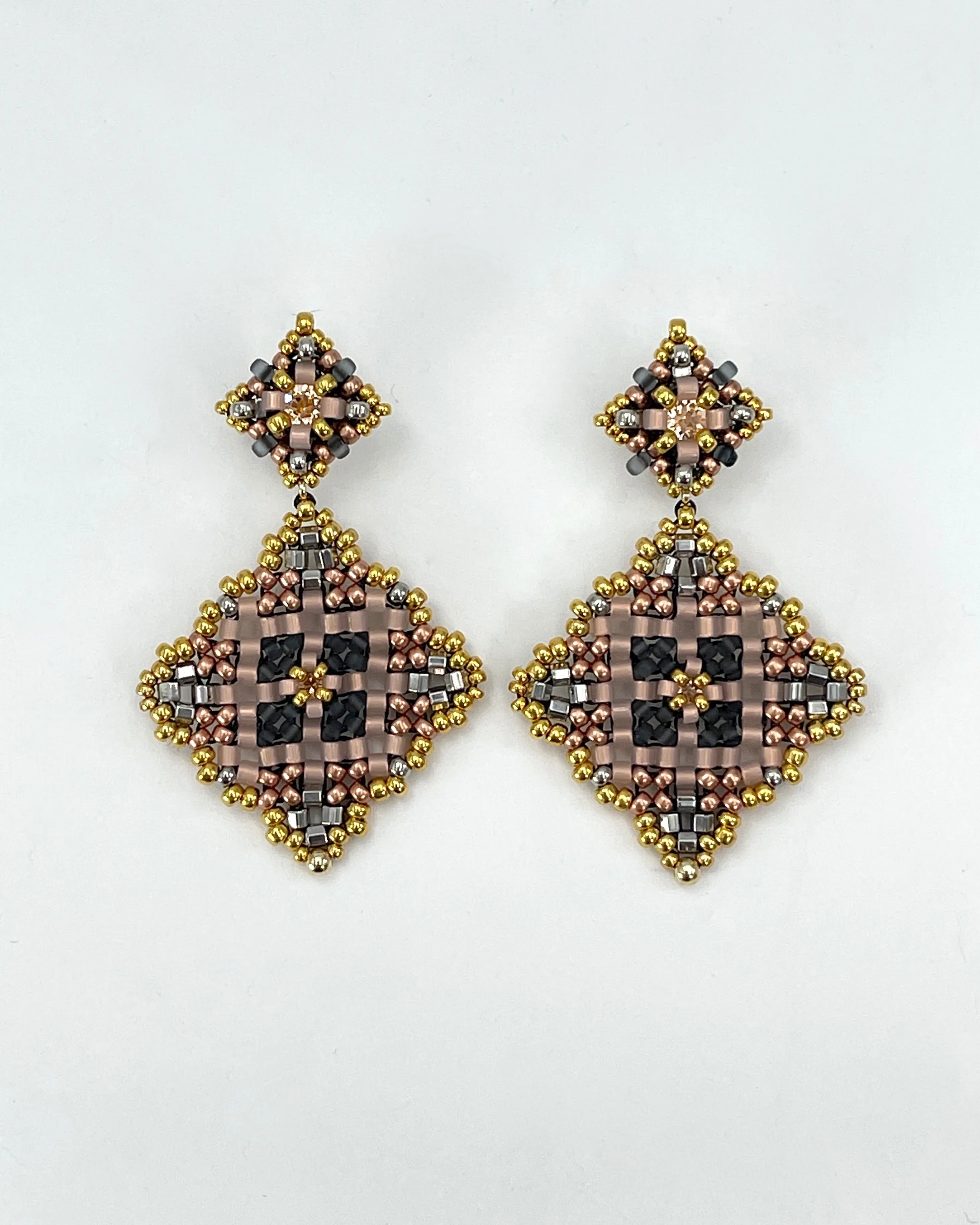 Miguel Ases Large Diamond Shape Earrings