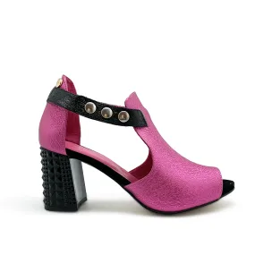 Rayon - Fuchsia Black open toe