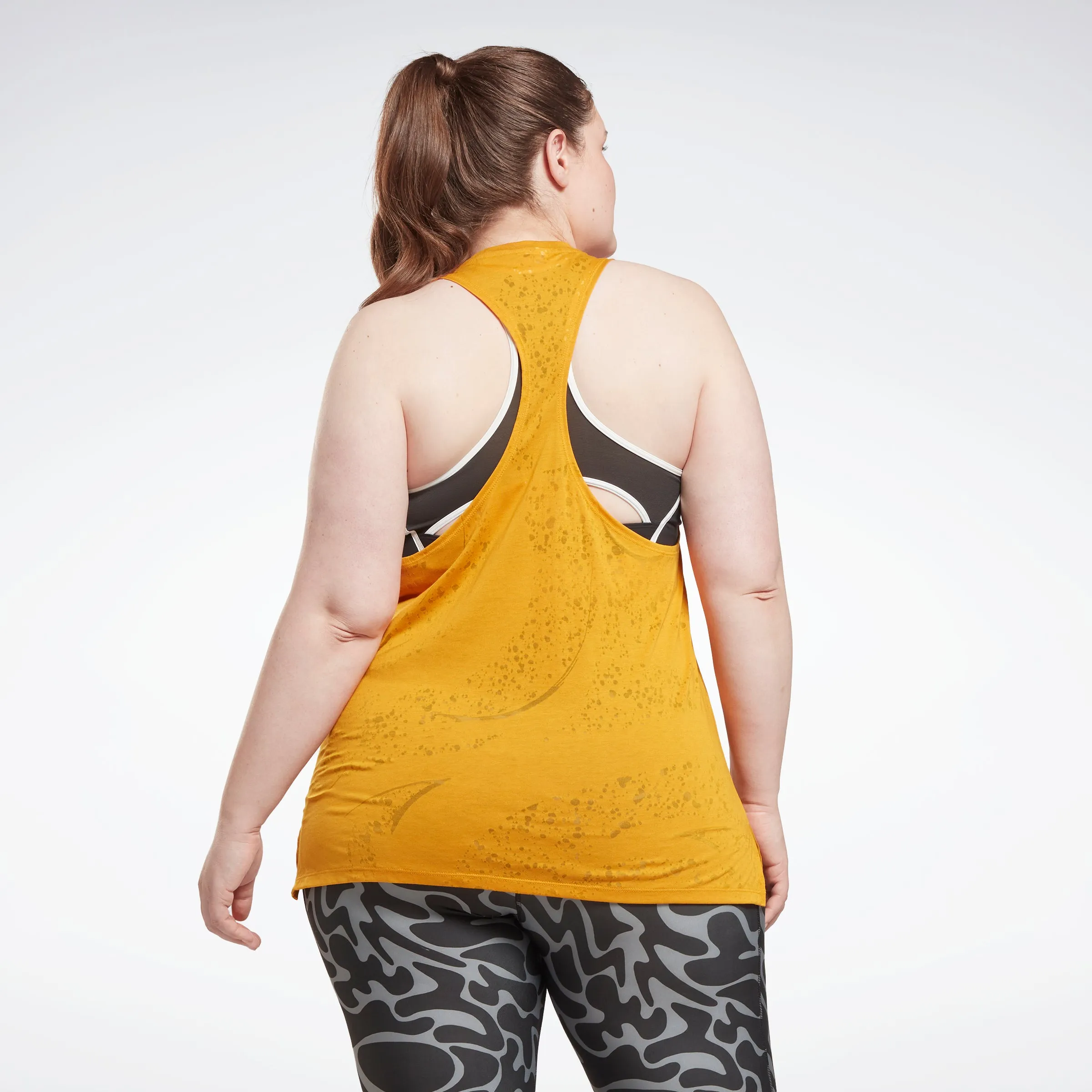 Reebok Apparel Women Burnout Tank Top (Plus Size) Bright Ochre