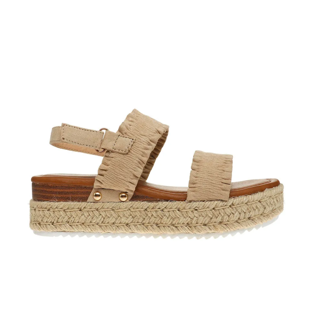 Ruffle Strap Wedge Sandal